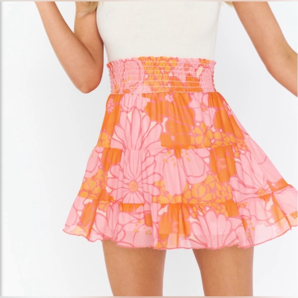 NWOT Show Me Your Mumu Pink & Orange Floral Skirt